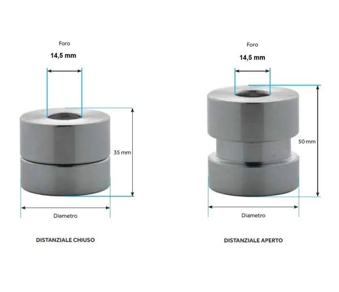 Beperkt Aanbod Plebani C02L distanziale cilindrico regolabile 35/50 mm per fissaggio inferriate - ø mm 30