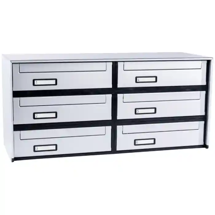 Korting Casellario postale 6 cassette (SC6) a ritiro posteriore argento SILMEC 6B2-601.72