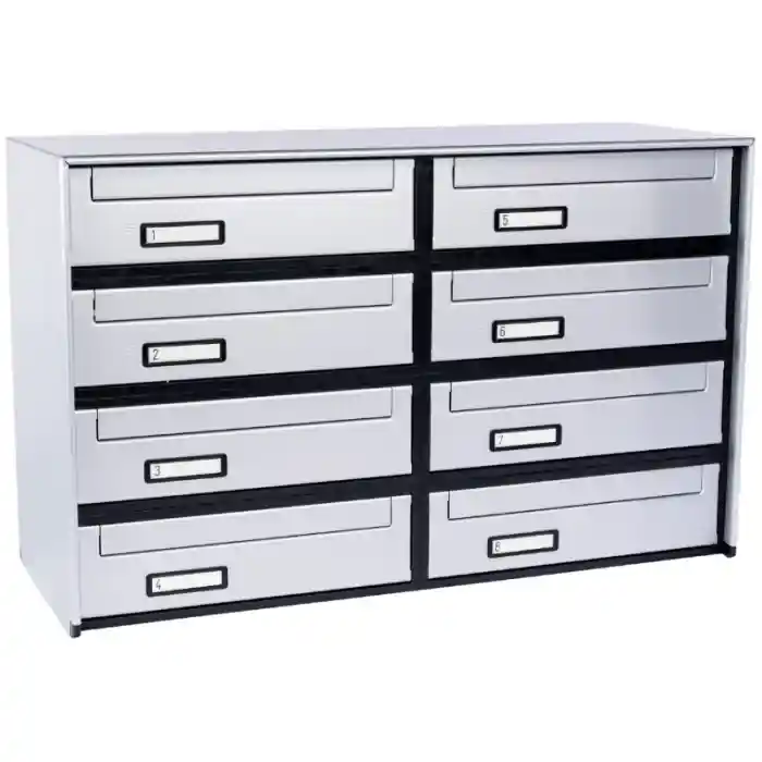 Casellario postale 8 cassette (SC6) a ritiro posteriore argento SILMEC 8B2-601.72 Lage Kosten