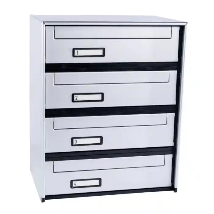 Casellario postale 4 cassette (SC6) a ritiro posteriore argento SILMEC 4B1-601.72 Bestel Nu