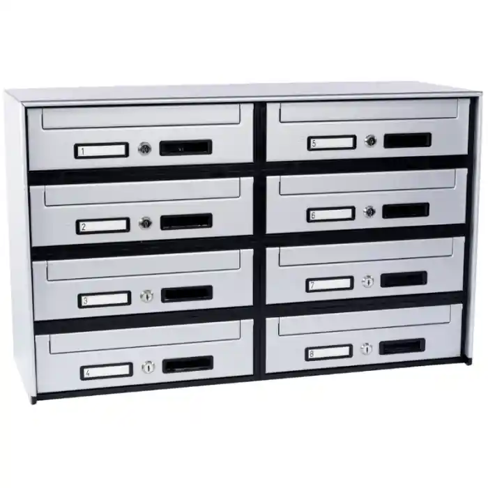 Op = Op Casellario postale 8 cassette (SC5) a ritiro anteriore argento SILMEC 8B2-501.72