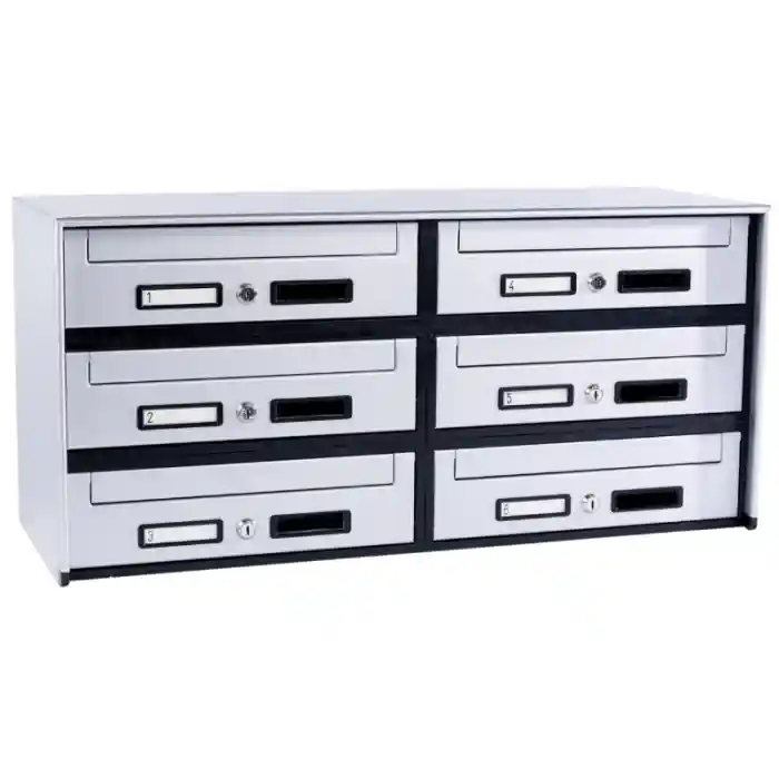 Beperkte Voorraad Casellario postale 6 cassette (SC5) a ritiro anteriore argento SILMEC 6B2-501.72