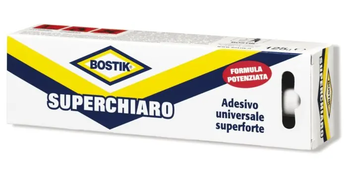 Superprijs Bostik Superchiaro colla rapida in tubetto da 125 gr r r r Adesivo universale a contatto superforte. Ideale per gomma, cuoio, feltro, laminati, moquettes e sughero, a se stessi o su supporti diversi. r Rapido e forte. Facile da applicare. r Buona resistenza alla temperatura. Resiste ad acqua, umidità e calore. r r r
Campi di applicazione r
Incolla pannelli di rivestimento in plastica (ad esempio in Formica®), impiallacciato, pannelli, bordi in plastica, gomma, cuoio, linoleum, sughero, tessuti o schiuma di polietere sia da soli sia su legno, truciolato, calcestruzzo e metallo. r
Molto adatto anche per l‘incollaggio di margini delle scale, ghiere o feltrini sotto i mobili. Indicato anche per riparazioni, ad esempio, di scarpe, borse, giocattoli o per realizzare lavoretti di fai-da-te. Non indicato per schiuma di polistirolo (poliuretano e polistirolo espanso), polietilene (PE), polipropilene (PP) e PTFE. r r
Proprietà r r r A presa rapida r Super forte r Mantiene l‘elasticità r Adatto per materiali in tensione r Universale r Fluido r Resistente a umidità e gelo r r
", "sku" "09682030", "brand" { "@type" "Thing", "name" "BOSTIK" }, "offers" { "@type" "Offer", "priceCurrency" "EUR", "price" "4.60", "itemCondition" "http //schema.org/NewCondition", "availability" "http //schema.org/InStock", "url" "https //www.toolshopitalia.it/shop/collanti-nastri-stucco/bostik-superchiaro-colla-rapida-in-tubetto-gr-125", "seller" { "@type" "Organization", "name" "ToolShop Italia - Ferramenta Online" } }
}