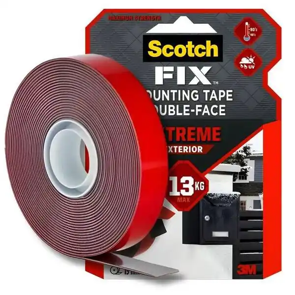 Nastro biadesivo per applicazioni esterne 3M SCOTCH FIX Extreme Exterior 19mm x 5m r r r Il nastro biadesivo per montaggio da esterni Scotch-Fix 3M™ è progettato per offrire una resistenza e un‘adesione di qualità superiore, ideale per l‘uso in ambienti esterni con condizioni estreme. r Questo nastro versatile può sostenere fino a 13 kg, rendendolo perfetto per una varietà di applicazioni su diverse superfici. r Capacità di sostegno fino a 13 kg, equivalente a 1 kg ogni 15 cm. r Qualità superiore estremamente resistente, offre un‘adesione conformabile e permanente. r Tecnologia avanzata 3M™ Adesivo al 100% per una tenuta sicura e duratura. r Alta resistenza funziona efficacemente tra i -40°C e 90°C. r Superfici compatibili ideale per cartongesso verniciato, legno verniciato /rifinito, metallo, acrilico, pietra liscia e cemento verniciato. r Facile da usare non sono necessari attrezzi per l‘installazione. r r r
DIMENSIONI r r r Larghezza 19 mm r Lunghezza 5m r r r
APPLICAZIONI SUGGERITE r r r Riparazione o montaggio di vasi di fiori. r Installazione di appendiabiti. r Fissaggio di battiscopa. r Montaggio di cassette delle lettere. r Aggiunta di ripiani a parete per l‘organizzazione del garage. r r
", "sku" "09698390", "brand" { "@type" "Thing", "name" "3M" }, "offers" { "@type" "Offer", "priceCurrency" "EUR", "price" "13.70", "itemCondition" "http //schema.org/NewCondition", "availability" "http //schema.org/InStock", "url" "https //www.toolshopitalia.it/shop/collanti-nastri-stucco/nastro-biadesivo-applicazioni-esterne-3m-scotch-fix-extreme-exterior-19mm-x-5m", "seller" { "@type" "Organization", "name" "ToolShop Italia - Ferramenta Online" } }
} Laatste Kans