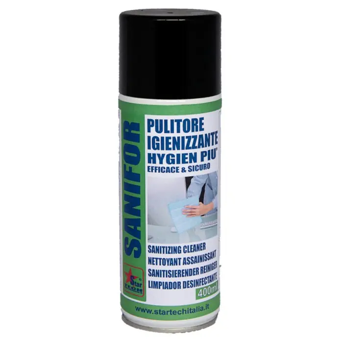 Alleen Vandaag Pulitore igienizzante multiuso spray SANIFOR 400ml r r r Prodotto specialistico per controllare i valori della carica batterica su superfici e attrezzature dopo le normali operazioni di pulizia settore alimentare, farmaceutico, etc. r La speciale formulazione a base di ETANOLO ANIDRO (> 75° ABV) abbinato ad un nuovo principio attivo, conferisce al prodotto una elevata attività batteriostatica, superiore ad ogni altro prodotto in commercio r r r
Modo d‘uso r r r SANIFOR trova utile impiego nell’implementazioni delle procedure di sanificazione HACCP, ed in tutte le operazioni di pulizia e sanificazione di ogni superfice nell‘ambito dell‘industria alimentare, conserviera, lavorazione delle carni, salumifici, lavorazione dei prodotti della pesca, nel settore caseario, nelle comunità, hotel, case di cura, mense, ospedali, ambulatori veterinari, palestre, sale da ballo, spogliatoi, ambulanze, etc. r E‘ utilizzabile su tutte le superfici lavabili non necessità di essere risciacquato. r r r
Beneficts r r r Multiuso, consente molteplici impieghi nell’ambito della pulizia e manutenzione industriale. r Sicuro, non contiene composti classificati Tossico / nocivi. r Rapido, eccezionalmente attivo, si può usare su ogni superficie, non scolora, non svernicia, non macchia r r r
Caratteristiche r r r Aspetto Liquido r Colore Incolore r Odore Lievemente alcolico r Densità a 20° C 0.789 ±05 r pH 9,0 ±5 r Biodegradabilità > 92% r r
", "sku" "09758353", "brand" { "@type" "Thing", "name" "STARTECH" }, "offers" { "@type" "Offer", "priceCurrency" "EUR", "price" "4.95", "itemCondition" "http //schema.org/NewCondition", "availability" "http //schema.org/InStock", "url" "https //www.toolshopitalia.it/shop/detergenti-igienizzanti/pulitore-multiuso-igienizzante-spray-sanifor-400ml", "seller" { "@type" "Organization", "name" "ToolShop Italia - Ferramenta Online" } }
}