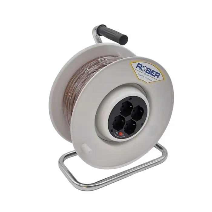 Avvolgicavo elettrico 30m cavo 3x2,5mm² antifiamma 4 prese universali 10-16A +T 250V Lage Kosten