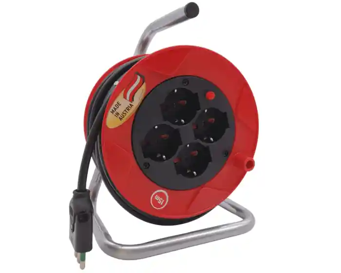 Hete Deal Avvolgicavo prolunga elettrica 230V (16A) 15m 4 prese bipasso Schuko cavo 3x1,5 mm²