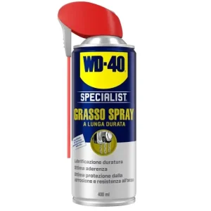 Betaalbaar WD40 Specialist grasso spray lunga durata 400ml r r r Il Grasso Spray a Lunga Durata WD-40 Specialist® nasce dalla formula di WD-40®, combinata con grassi ed additivi ad elevata prestazione. r Fornisce una lubriﬁcazione estremamente duratura ed una protezione dalla corrosione per le situazioni più critiche. r Un’eccellente aderenza alle superﬁci associata a proprietà sigillanti fanno sì che il prodotto non coli e resista all’acqua anche su superﬁci verticali. r La sua formula è e cace ﬁno a 55°C. r Questo lo rende ideale per l’uso in esterni o quando una seconda applicazione risulti di difficile o scomoda. r È anche adatto per applicazioni con carichi elevati. r r r r r
RACCOMANDATO PER r r r Cardini, viti, serrande, guide, rulli, nastri trasportatori, catene, cavi, ingranaggi, cuscinetti, argani, utensili... r r r r r
INFORMAZIONI FISICO-CHIMICHE r r r Colore Ambra r Temperatura di utilizzo Da -20°C a +55°C r r
", "sku" "09662230", "brand" { "@type" "Thing", "name" "WD-40" }, "offers" { "@type" "Offer", "priceCurrency" "EUR", "price" "12.95", "itemCondition" "http //schema.org/NewCondition", "availability" "http //schema.org/InStock", "url" "https //www.toolshopitalia.it/shop/lubrificanti-e-detergenti/wd40-specialist-grasso-spray-lunga-durata-ml400", "seller" { "@type" "Organization", "name" "ToolShop Italia - Ferramenta Online" } }
}