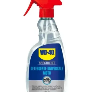 Premium Detergente universale moto WD-40 Specialist 500ml r r r Il detergente universale rimuove lo sporco proveniente dall’inquinamento stradale. r La sua formula dà una finitura perfetta e può essere usato su vernice, plastica, gomma, alluminio, cromature, fibra di carbonio e pastiglie dei freni. r r r
Consigli per l’utilizzo r r r Bagnare la moto con acqua. r Applicare generosamente il prodotto su tutte le parti sporche. r Lasciare in posa da 3 a 5 minuti, poi risciacquare abbondantemente con acqua pulita. r Non lasciare mai asciugare il prodotto sulla superficie perché potrebbe creare aloni. r Non utilizzare su superfici particolarmente sensibili ai prodotti alcalini senza aver prima testato il prodotto su una piccola area. r r r
VANTAGGI E CARATTERISTICHE r r r Detergente Universale r Pronto all’uso – non c’è bisogno di diluirlo r Compatibile con tutti i materiali r Facile da usare e nebulizzare r r r
UTILIZZI DEL DETERGENTE UNIVERSALE r r r Carene r Marmitte r Fibra di carbonio r Selle r Pastiglie dei freni r Parti verniciate r Catene r Pneumatici e cerchi r r
", "sku" "09711778", "brand" { "@type" "Thing", "name" "WD-40" }, "aggregateRating" { "@type" "AggregateRating", "ratingValue" "5.00", "reviewCount" "3" }, "offers" { "@type" "Offer", "priceCurrency" "EUR", "price" "10.20", "itemCondition" "http //schema.org/NewCondition", "availability" "http //schema.org/InStock", "url" "https //www.toolshopitalia.it/shop/lubrificanti-e-detergenti/detergente-universale-moto-wd-40-specialist-500-ml", "seller" { "@type" "Organization", "name" "ToolShop Italia - Ferramenta Online" } }
}