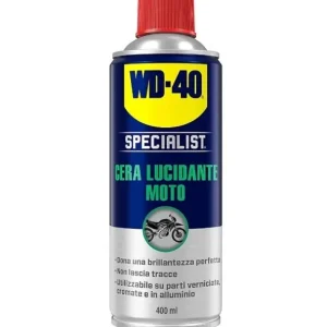Cera lucidante per moto WD-40 Specialist 400 ml r r r Questo prodotto è formulato per donare lucentezza alla vostra moto. r La sua formula contiene Cera Carnauba, una delle cere naturali più pure, che fornisce una finitura ultra brillante senza lasciare tracce, inoltre esercita un’azione protettiva, facilitando lo scivolamento delle gocce di acqua. r Facile da applicare e non lascia tracce. r r r
Consigli per l’utilizzo r r r Assicurarsi che la superficie sia pulita e asciutta. r Agitare bene il contenitore prima dell’uso. r Tenere la bomboletta in posizione verticale e spruzzare da una distanza di 10-20 cm. r Lasciare che il prodotto diventi opaco e poi lucidare con un panno morbido e pulito fino al raggiungimento della lucidatura desiderata. r Non applicare su superfici calde, perché la cera potrebbe asciugarsi troppo rapidamente e lasciare striature. r r r
VANTAGGI E CARATTERISTICHE CERA LUCIDANTE r r r Estrema Brillantezza r Contiene cera Carnauba e cera d’api r Non lascia residui r Effetto brillante r Applicazione semplice r Ideale per cromature e parti verniciate r r r
Raccomandato per r r r Parti verniciate r Alluminio r Fibre di Carbonio r Cromature r r
", "sku" "09704466", "brand" { "@type" "Thing", "name" "WD-40" }, "aggregateRating" { "@type" "AggregateRating", "ratingValue" "5.00", "reviewCount" "1" }, "offers" { "@type" "Offer", "priceCurrency" "EUR", "price" "10.20", "itemCondition" "http //schema.org/NewCondition", "availability" "http //schema.org/InStock", "url" "https //www.toolshopitalia.it/shop/lubrificanti-e-detergenti/cera-lucidante-spray-moto-wd-40-specialist-400ml", "seller" { "@type" "Organization", "name" "ToolShop Italia - Ferramenta Online" } }
} Koopje
