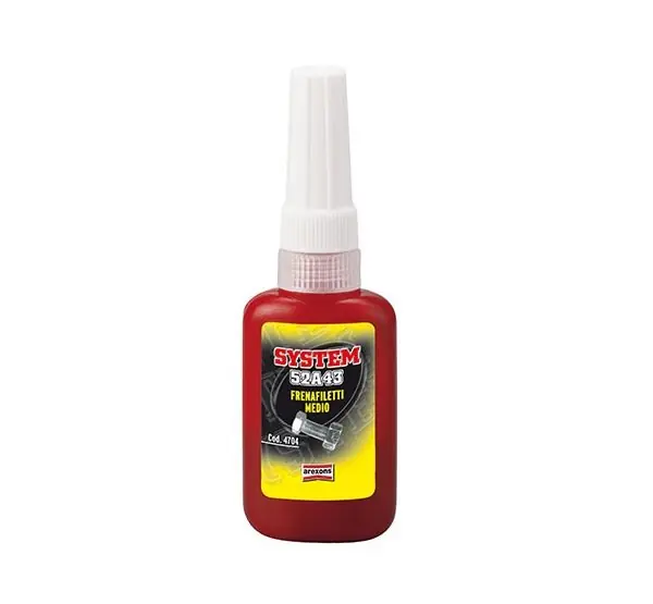 Finale Uitverkoop Blocca filetti MEDIO Arexons System 52A43 50ml r r r Per la frenatura di dadi in genere e di componenti filettati realizzati in diversi materiali, inclusi metalli cadmiati e zincati. r Per parti soggette a smontaggio. Prodotto mediamente tixotropico non cola. r Evita gli allentamenti dovuti a vibrazioni, urti, sbalzi di temperatura. Impedisce la corrosione e il grippaggio. r Permette lo smontaggio con i normali utensili. Resiste ottimamente ad acqua, oli, carburanti, fluidi idraulici e frigoriferi, gas, vapori. r Collaudato secondo le norme DIN 54454. r Temperatura di impiego da -55°C a +150°C. Gioco massimo diametrale 0,25 mm. r r r
CARATTERISTICHE TECNICHE r r r Colore blu r Peso specifico 1,05 r Viscosità a 25°C (mPa.s) 1700 - 9000 r Gioco max diametrale 0,25 mm r Diametro max filetto M36 r Tempo di indurimento iniziale 10 – 20 min. r Tempo di indurimento finale 24 ore r Temp. di impiego -55°C +200°C r r r r
", "sku" "09610064", "brand" { "@type" "Thing", "name" "AREXONS" }, "offers" { "@type" "Offer", "priceCurrency" "EUR", "price" "23.35", "itemCondition" "http //schema.org/NewCondition", "availability" "http //schema.org/InStock", "url" "https //www.toolshopitalia.it/shop/automotive/frenafiletti-medio-arexons-52a43-ml50", "seller" { "@type" "Organization", "name" "ToolShop Italia - Ferramenta Online" } }
}