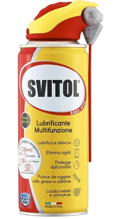 Svitol lubrificante spray multiuso ml400 r r r Applicazione l‘esclusiva multifunzionalità lo rende l‘alleato sicuro e indispensabile nelle mille occasioni d‘uso quotidiane dall‘industria all‘autoriparazione, dalla casa al giardino, dallo sport alla nautica, dal lavoro al fai da te. r Prodotto multiuso studiato per risolvere i problemi di sbloccaggio, lubrificazione, protezione di tutte le superfici metalliche in officina, casa, auto, fai da te e durante ogni genere di lavoro. r Il nuovo erogatore a doppia azione, con cannuccia e diffusione a rosa larga, offre un‘ottima ergonomia grazie al design con ampio tasto e sicura di utlizzo. r Erogazione a 360° r In ognuna delle sue funzioni raggiunge prestazioni eccellenti che lo portano a garantire l’uso in diversi campi di applicazione manutenzione industriale, ripristino funzionalità, elettromeccanica, ecc. r r
", "sku" "09787834", "brand" { "@type" "Thing", "name" "SVITOL" }, "aggregateRating" { "@type" "AggregateRating", "ratingValue" "5.00", "reviewCount" "1" }, "offers" { "@type" "Offer", "priceCurrency" "EUR", "price" "7.50", "itemCondition" "http //schema.org/NewCondition", "availability" "http //schema.org/InStock", "url" "https //www.toolshopitalia.it/shop/lubrificanti-e-detergenti/svitol-lubrificante-spray-multiuso-ml400", "seller" { "@type" "Organization", "name" "ToolShop Italia - Ferramenta Online" } }
} Beperkt Aanbod