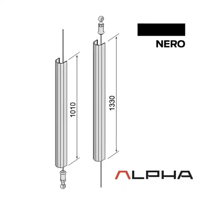 Bestel Nu Kit aste con cavo flessibile per maniglione antipanico Cisa ALPHA 07A63.0C.0 - - nero