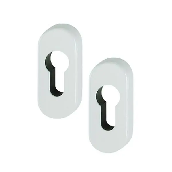 Nieuw Coppia di bocchette ovali Hoppe 30PS foro Yale alluminio argento