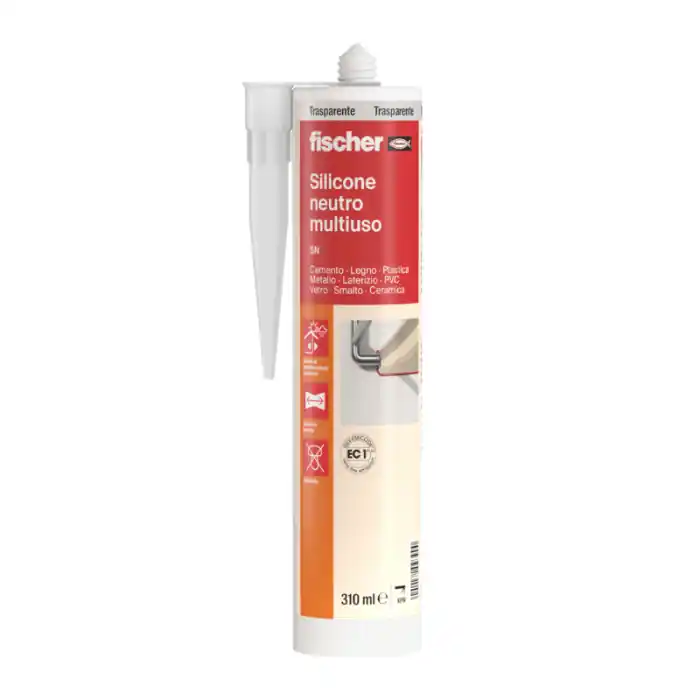Gratis Retour Silicone multiuso trasparente neutro Fischer SN 310 ml r r r Sigillante siliconico multiuso neutro professionale a base alcolica per applicazioni in ambienti interni ed esterni r r r
Vantaggi r r r Marcato CE per sigillatura di facciate lato interno e /o esterno anche per clima freddo), vetrate, (anche per clima freddo) e giunti per impieghi sanitari. r Buona adesione su supporti porosi e non porosi. r Buona resistenza agli agenti chimici e ai raggi UV. In condizioni di irraggiamento estremo potrebbe mutare colorazione. r Non odora e non contiene solventi. Non corrosivo. r Buona resistenza alla muffa, al vapore acqueo, all‘acqua e ai detersivi. r Non verniciabile. r r r
Materiali di supporto r r r Calcestruzzo r Muratura r Legno r Plastiche (non su PE, PP, Teflon) r Metalli r Vetro r Superfici vetrose r Superfici smaltate r Ceramiche r Pietra naturale (consigliato test preliminare) r r r
Non idoneo per Substrati bituminosi r r
Vantaggi r r r Marcato CE per sigillatura di facciate lato interno e /o esterno anche per clima freddo), vetrate, (anche per clima freddo) e giunti per impieghi sanitari. r Buona adesione su supporti porosi e non porosi. r Buona resistenza agli agenti chimici e ai raggi UV. In condizioni di irraggiamento estremo potrebbe mutare colorazione. r Non odora e non contiene solventi. Non corrosivo. r Buona resistenza alla muffa, al vapore acqueo, all’acqua e ai detersivi. r Non verniciabile. r r r
Certificato per la sigillatura non strutturale di r r r Facciate in ambito edile F EXT-INT CC, lato interno e /o esterno, anche per clima freddo (es. pannelli prefabbricati in calcestruzzo) r Vetrate G CC, anche per clima freddo r Ambito sanitario S (antimuffa secondo metodo B, EN ISO 846) – es. stanza da bagno e cucina. r r r
Adatto anche per la sigillatura di r r r Giunti di dilatazione e connessione in ambito edile r Giunti perimetrali r Giunti in condotte di climatizzazione e /o aerazione r r
", "sku" "09677920", "brand" { "@type" "Thing", "name" "FISCHER" }, "aggregateRating" { "@type" "AggregateRating", "ratingValue" "5.00", "reviewCount" "1" }, "offers" { "@type" "Offer", "priceCurrency" "EUR", "price" "4.25", "itemCondition" "http //schema.org/NewCondition", "availability" "http //schema.org/OutOfStock", "url" "https //www.toolshopitalia.it/shop/siliconi-sigillanti-e-isolanti/silicone-multiuso-neutro-trasparente-fischer-sn-tr-310ml", "seller" { "@type" "Organization", "name" "ToolShop Italia - Ferramenta Online" } }
}