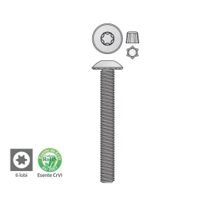 Bestseller Vite TECFI LT02 testa tonda acciaio 8.8 zincato Torx 40 - ø mm 8x85