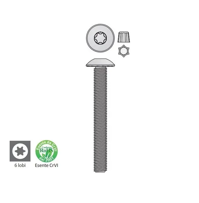 Bestseller Vite TECFI LT02 testa tonda acciaio 8.8 zincato Torx 40 - ø mm 8x85