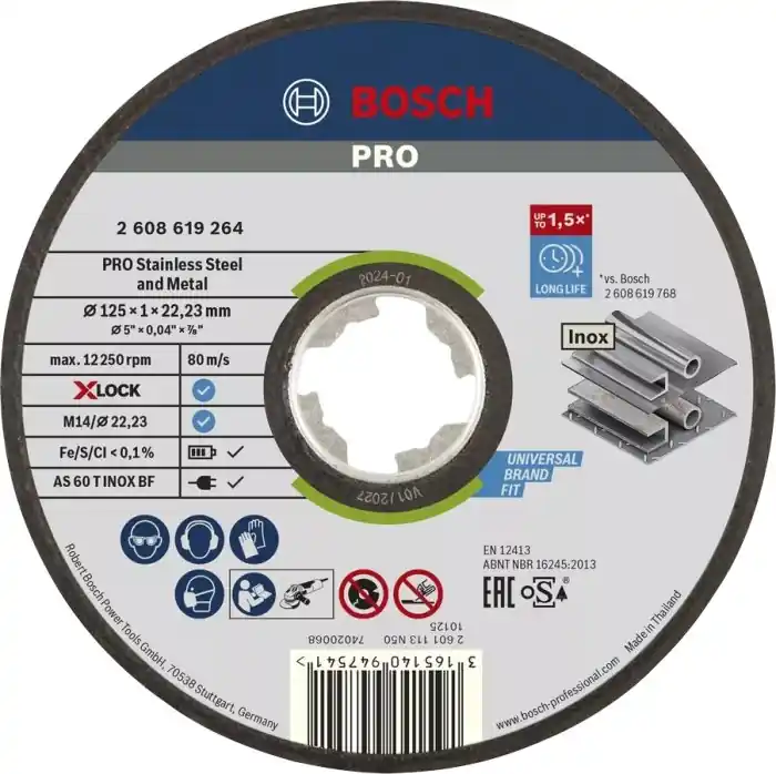 Nieuw Dischi da taglio piani Bosch Expert X-LOCK Inox + Metal r r r La mola da taglio Expert for Inox and Metal fornisce prestazioni di taglio elevate con la massima sicurezza r La mola è realizzata in alluminio di massima qualità con riempitivi e additivi funzionali per ridurre il calore generato dal taglio r Priva di riempitivi ferrosi, solforosi e clorinati r Con sistema di cambio rapido X-LOCK, il più veloce sul mercato. Adatto anche per smerigliatrici angolari con attacco standard. r Il tessuto in fibra di vetro ad alta precisione assicura elevata stabilità e protezione durante il taglio r Il cambio delle mole da taglio è veloce e pratico grazie al sistema X-LOCK autoserrante r Il cambio delle mole da taglio è veloce e pratico grazie al sistema X-LOCK autoserrante. r Le mole da taglio X-LOCK sono inoltre idonee per le smerigliatrici angolari standard. r Specifiche AS 60 T INOX BF r Diametro disponibile mm 115 /125 r Diametro foro mm 22,23 r Spessore mm 1.0 r X-LOCK + r Piatto r r
", "sku" "09738133", "brand" { "@type" "Thing", "name" "BOSCH PROFESSIONAL" }, "aggregateRating" { "@type" "AggregateRating", "ratingValue" "4.00", "reviewCount" "1" }, "offers" { "@type" "Offer", "priceCurrency" "EUR", "price" "1.57", "itemCondition" "http //schema.org/NewCondition", "availability" "http //schema.org/OutOfStock", "url" "https //www.toolshopitalia.it/shop/dischi-taglio-e-supporti-abrasivi/dischi-taglio-piani-bosch-expert-x-lock-metal-inox-o-mm-125x1", "seller" { "@type" "Organization", "name" "ToolShop Italia - Ferramenta Online" } }
}