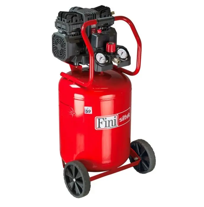Compressore aria verticale silenzioso 59dB (50 litri) Fini Siltek TB 50V /1,5 Hp r r r Codice prodotto B2DV304FNN559 r Compressore silenziosissimo ideale per le applicazioni hobbistiche in garage e per gli artigiani. r Dotato di un gruppo pompante oilless che non richiede manutenzione e rispetta l’ambiente. r Modello con serbatoio verticale salvaspazio con una grande riserva d’aria di 50 litri. r Gruppo interamente protetto dalla struttura in acciaio r Facile da movimentare grazie alla solida maniglia con impugnatura in gomma r Pannello di controllo completo e compatto con grandi manometri per una facile lettura r Piedini in gomma per una maggior stabilità in fase di lavoro r r r
DATI TECNICI r r r Livello sonoro di 59 dB(A) r Peso 28 kg r Potenza 1,5 HP r Serbatoio 50 litri r Aria aspirata 160 l /min r Pressione max 8 bar r Numero giri motore / minuto 1450 r Voltaggio /Frequenza 230 V – 50 Hz r r r r
", "sku" "09795907", "brand" { "@type" "Thing", "name" "FINI COMPRESSOR" }, "aggregateRating" { "@type" "AggregateRating", "ratingValue" "5.00", "reviewCount" "7" }, "offers" { "@type" "Offer", "priceCurrency" "EUR", "price" "212.50", "itemCondition" "http //schema.org/NewCondition", "availability" "http //schema.org/InStock", "url" "https //www.toolshopitalia.it/shop/compressori/compressore-aria-verticale-50-litri-silenzioso-59db-fini-siltek-tb-50v-1-5-hp", "seller" { "@type" "Organization", "name" "ToolShop Italia - Ferramenta Online" } }
} Nieuw
