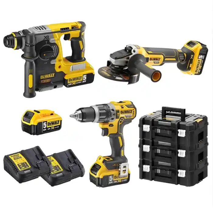 Must-Have Kit Dewalt DCK353P4T 18V avvitatore + tassellatore SDS Plus + smerigliatrice ø 125mm