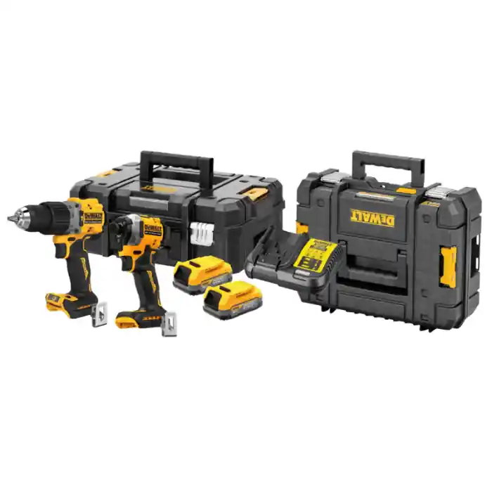 Goedkoop Dewalt DCK2050E2T-QW Kit 18V Powerstack trapano + avvitatore impulsi 1/4