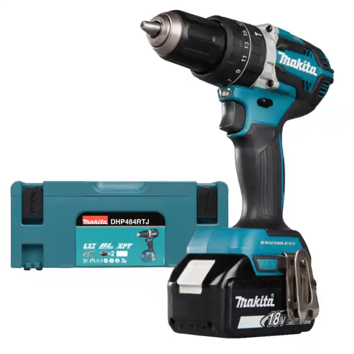 Makita DHP484RTJ Trapano Avvitatore con Percussione LXT con doppia batteria 18V 5Ah Beperkte Voorraad