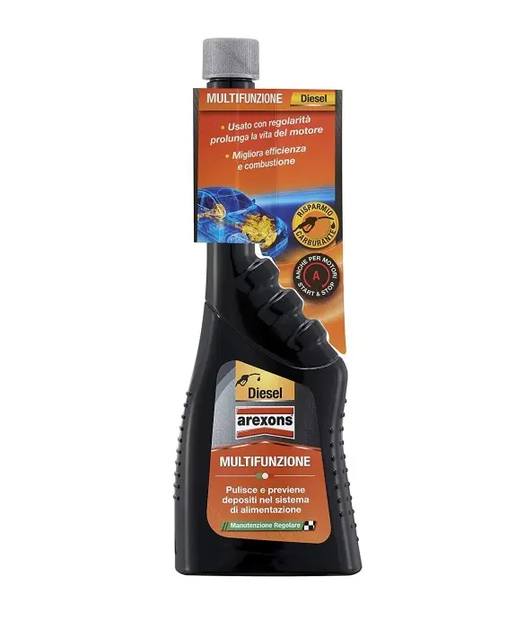 Additivo Multifunzione Diesel e turbodiesel COMMON RAIL (anche F.a.p.) ml250 r r r Contrasta le corrosioni e le muffe causate dalla percentuale di biodiesel presente per Legge nel gasolio. r Aumenta il numero di cetano e le prestazioni del tuo motore. r Assicura la necessaria lubrificazione della pompa del gasolio. r Migliora la combustione. Riduce rumorosità e fumi di scarico. Facilita le partenze a freddo. r r r
“DIESEL MULTIFUNZIONE” è un additivo per gasolio per autovetture e mezzi pesanti, Diesel e Turbo Diesel. r r
Usato con regolarità tutto l’anno il prodotto migliora l’efficacia del motore prolungandone la durata; pulisce a fondo gli iniettori disincrostandoli, aumenta il rendimento del motore, migliora la potenza alzando il numero di cetano del gasolio. r r r Impedisce l’usura della pompa anche con gasolio a basso contenuto di zolfo. r Aumenta il numero di cetano del gasolio. r Assicura la necessaria lubrificazione della pompa del gasolio. r Pulisce e protegge da depositi e corrosione il sistema di iniezione. r Migliora la combustione. r Riduce fumosità e fumi di scarico. r Facilita le partenze a freddo. r Riduce la rumorosità del motore. r Esente da cloro. r r r
CAMPI DI IMPIEGO r r r Per tutti i motori alimentati a gasolio. r r r
MODALITÀ D’USO r r r Immettere direttamente il prodotto nel serbatoio dopo il rifornimento del carburante. r Per mantenere le caratteristiche prestazionali del prodotto ripetere il trattamento ogni 2000 Km circa. r r r
DOSAGGIO. Il contenuto di una confezione da 250 ml è sufficiente per il trattamento di 50 litri di gasolio. r
", "sku" "09685789", "brand" { "@type" "Thing", "name" "AREXONS" }, "aggregateRating" { "@type" "AggregateRating", "ratingValue" "5.00", "reviewCount" "2" }, "offers" { "@type" "Offer", "priceCurrency" "EUR", "price" "4.75", "itemCondition" "http //schema.org/NewCondition", "availability" "http //schema.org/InStock", "url" "https //www.toolshopitalia.it/shop/automotive/additivo-multifunzione-diesel-arexons-9652-ml250", "seller" { "@type" "Organization", "name" "ToolShop Italia - Ferramenta Online" } }
} Bestel Nu