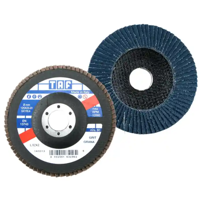 Koop Online Disco lamellare piatto allo zirconio TAF LVZ42 ø mm 125 grana 60, serie Professionale r r r Supporto Fibra di vetro. Asportazione rapida, non danneggia il pezzo lavorato r Tipo di Tela Cotone. Taglio rapido. Buon rendimento anche con basse pressioni di lavoro r Disposizione Lamelle Costruzione a lamella singola. Buona finitura e ridotte vibrazioni r Utilizzo Acciaio e Inox r Note Pressioni di lavoro medie r Diametro mm 125 r Foro mm 22 r Grana 60 r RPM Max 12000 r Forma piatto r r
", "sku" "00511377", "brand" { "@type" "Thing", "name" "TAF" }, "offers" { "@type" "Offer", "priceCurrency" "EUR", "price" "3.40", "itemCondition" "http //schema.org/NewCondition", "availability" "http //schema.org/InStock", "url" "https //www.toolshopitalia.it/shop/dischi-taglio-e-supporti-abrasivi/disco-lamellare-piatto-allo-zirconio-taf-lvz42-o-mm-125-grana-60", "seller" { "@type" "Organization", "name" "ToolShop Italia - Ferramenta Online" } }
}