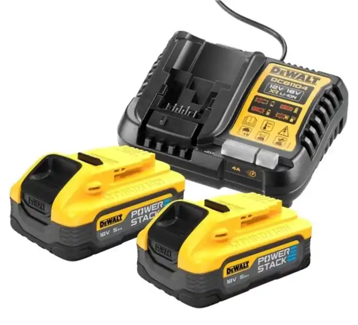 DEWALT DCB1104H2-QW kit 2 batterie 18V Powerstack 5Ah + caricabatteria r r
KIT COMPOSTO DA r r r 1 Caricabatteria rapido DCB1104 r 2 batterie Powerstack 18V-5Ah DCPB518 r r r
CARATTERISTICHE r r r Nuova batteria con celle a sacchetto r Capacità di completare le applicazioni più difficili r Le batterie POWERSTACK™ forniscono una maggiore potenza attraverso correnti più elevate r La maggiore superficie di contatto permette il passaggio di correnti più elevate r Le celle a sacchetto hanno una minore resistenza interna rendendo disponibile più potenza all’utensile r Compatibile con tutti gli elettroutensili DEWALT della gamma 18V XR r Fino al 50% di potenza in più, permette una maggiore velocità di applicazione ed una migliore produttività rispetto alla batteria DCB184 r Vita utile doppia e doppi cicli di ricarica rispetto alla DCB184 r Batteria 18V XR compatta più leggera e potente r Ingombro e design ridotto e peso leggero per ridurre l’affaticamento in usi prolungati massimizzando controllo e il comfort r Rivestimento in gomma r r
", "sku" "09800045", "brand" { "@type" "Thing", "name" "DEWALT" }, "offers" { "@type" "Offer", "priceCurrency" "EUR", "price" "349.00", "itemCondition" "http //schema.org/NewCondition", "availability" "http //schema.org/InStock", "url" "https //www.toolshopitalia.it/shop/batterie-per-elettroutensili/dewalt-dcb1104h2-qw-kit-2-batterie-18v-powerstack-5ah-caricabatteria-xr-lion", "seller" { "@type" "Organization", "name" "ToolShop Italia - Ferramenta Online" } }
} Premium