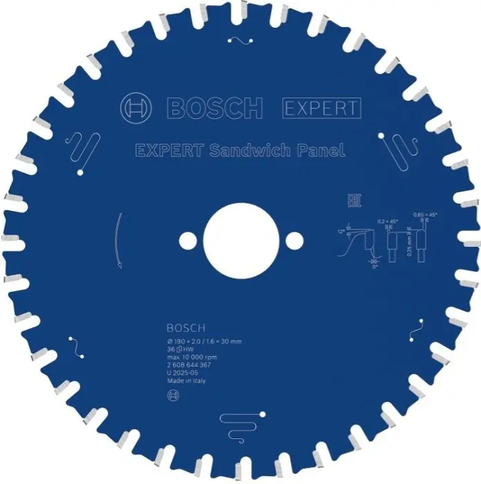 Beperkt Aanbod Lama circolare Expert Bosch ø mm 190 z36 foro ø 30 mm taglio pannelli sandwich