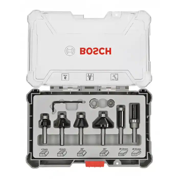 Op = Op 6 frese per legno Bosch Trim&Edging codolo ø mm 8 cod. (2 607 017 469) r r r Il set frese consente tagli fini per una varietà di applicazioni nella falegnameria r I taglienti in metallo duro garantiscono una lunga durata r La lavorazione di una varietà di profili in molti materiali diversi è possibile grazie alle diverse geometrie di taglio. r Fabbricati secondo le norme di sicurezza di DIN EN-847 r r r
Dettagli prodotto r r r Il set frese consente tagli fini per una varietà di applicazioni, che lo rendono la scelta ideale per carpentieri, falegnami, installatori di interni e operai edili. I taglienti in metallo duro delle frese garantiscono lunga durata, mentre la fresatura di una varietà di profili in molti materiali diversi è possibile grazie alle diverse geometrie di taglio. Inoltre, sono fabbricati secondo le norme di sicurezza di DIN EN-847. Le frese sono destinate all‘uso nel legno tenero, nel legno duro e nel legno composito. r Il set frese presenta un intaglio con speciale design Easy-Pick, che consente alle frese di essere estratte dal codolo con velocità e sicurezza. Comprende una custodia esclusiva e molto solida che trattiene saldamente le frese, per una perfetta protezione del contenuto e uno stoccaggio e un trasporto in sicurezza. Presenta un coperchio trasparente per la visibilità del contenuto. r Il set frese Trim&Edging, 6 pz., comprende frese di lavorazione bordi per rifilatura e arrotondamento e presenta inoltre ricambi aggiuntivi quali una chiave esagonale e due cuscinetti a sfere. r r r
CONTENUTO r r r Tipo di frese Frese a raggio convesso / Frese a raggio convesso / Fresa per smussare / Fresa per smussare / Fresa per rifilare / Fresa per livellamento r Lunghezza complessiva mm 51 / 55 / 54 / 56 / 65 / 65 r Lunghezza utile mm 10 / 12.7 / 13 / 16 / 25 / 25 r Lunghezza del codolo mm 41 / 42.3 / 41 / 40 / 40 / 40 r Diametro frese in mm 19 / 25.4 / 25 / 35 / 12.7 / 16 r Angolo, gradi 25 / 45 r r
", "sku" "09732698", "brand" { "@type" "Thing", "name" "BOSCH PROFESSIONAL" }, "offers" { "@type" "Offer", "priceCurrency" "EUR", "price" "49.90", "itemCondition" "http //schema.org/NewCondition", "availability" "http //schema.org/InStock", "url" "https //www.toolshopitalia.it/shop/frese/set-6-frese-per-legno-bosch-trim-edging-codolo-o-8-mm", "seller" { "@type" "Organization", "name" "ToolShop Italia - Ferramenta Online" } }
}