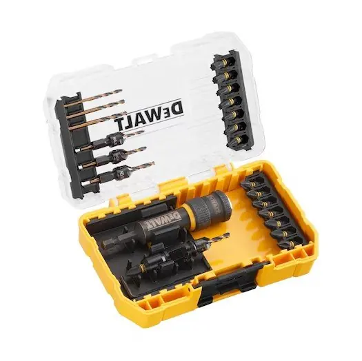 Meest Verkocht Dewalt DT70779T-QZ Flip & Drive set punte e inserti avvitare + connettore rapido r r
Il set Flip & Drive di DEWALT è composto da 15 pezzi assortiti, ideale per forare e svasare. r r
Include punte da 6, 8, 10, 12 mm e inserti da 25 mm (PH1, PH2, PZ2, PZ3, T15, T20, T25, T30) con connettore a cambio rapido. r r
· Massima resistenza all‘usura e agli urti. r r
· Cambio rapido delle punte. r r
· Compatibilità con legno, plastica e materiali compositi. r r
· Custodia ToughCase+ per organizzazione modulare e trasparente. r r
FINITURA A FIANCO il design della svasatura di precisione consente di fissare rapidamente le viti a filo o sotto la superficie del pezzo da lavorare. r r
CAMBIO RAPIDO gambo esagonale da 1 /4 di pollice per una maggiore compatibilità e utilizzo con i sistemi di cambio rapido. r r
PUNTE PER CACCIAVITE FLEXTORQ Progettati con una geometria ottimizzata della punta per un inserimento completo nell‘elemento di fissaggio e una riduzione del cam-out. r r
COMPATIBILE CON TSTAK Per tenere tutti i set di accessori in un unico posto. (Si collega tramite il TSTAK Caddy e la custodia rigida grande). r r
RIMOZIONE E RITENZIONE DEI PUNTI SENZA FASCERE per la massima comodità dell‘utente. I bit si bloccano in posizione per evitare che cadano quando non vengono utilizzati. r r
CONTENUTO DELLA CONFEZIONE r r r 1 x Punta PH1 r 2 x Punta PH2 r 3 x Punta PZ2 r 2 x Punta PZ3 r 1 x Punta T15 r 2 x Punta T20 r 2 x Punta T25 r 2 x Punta T30 r 1 Ribalta e guida (codolo esagonale) r 1 Pilota con controaffondamento No.6 r 1 Pilota con affondamento No.8 r 1 Pilota con affondamento No.10 r 1 Pilota con controaffondamento No.12 r 1 Punta pilota n.6 r 1 Bit pilota n.8 r 1 Bit pilota n.10 r r
", "sku" "09797369", "brand" { "@type" "Thing", "name" "DEWALT" }, "offers" { "@type" "Offer", "priceCurrency" "EUR", "price" "40.15", "itemCondition" "http //schema.org/NewCondition", "availability" "http //schema.org/InStock", "url" "https //www.toolshopitalia.it/shop/inserti-per-avvitare/dewalt-dt70779t-qz-flip-drive-set-punte-e-inserti-avvitare-connettore-rapido", "seller" { "@type" "Organization", "name" "ToolShop Italia - Ferramenta Online" } }
}