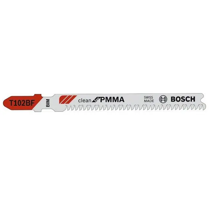 3 lame per seghetto alternativo Bosch Professional T102BF r r r Lama per seghetto alternativo T 102 BF Clean for PMMA per eseguire tagli diritti e puliti nella plastica. r Geometria denti studiata per prevenire la fusione durante il taglio di lastre acriliche in PMMA r Bimetallo, listello in HSS temprato con corpo in HCS estremamente elastico per ridurre il rischio di rottura r Passo dei denti di piccole dimensioni (1,8 mm) per tagliare lastre di plastica con spessore da 2 a 20 mm r r r
Campi d’applicazione r r r Pannelli in PMMA [mm] 2-20 r r r
Dettagli r r r Materiale BIM r Tipo di dentatura stradata, denti rettificati sui fianchi r Lunghezza complessiva [mm] 92.0 r Passo denti [mm] 1,8 r r
", "sku" "09650220", "brand" { "@type" "Thing", "name" "BOSCH PROFESSIONAL" }, "aggregateRating" { "@type" "AggregateRating", "ratingValue" "5.00", "reviewCount" "1" }, "offers" { "@type" "Offer", "priceCurrency" "EUR", "price" "9.85", "itemCondition" "http //schema.org/NewCondition", "availability" "http //schema.org/InStock", "url" "https //www.toolshopitalia.it/shop/lame-per-seghetto-alternativo/lame-bosch-professional-t102bf-per-seghetto-alternativo-3-pezzi", "seller" { "@type" "Organization", "name" "ToolShop Italia - Ferramenta Online" } }
} Op = Op