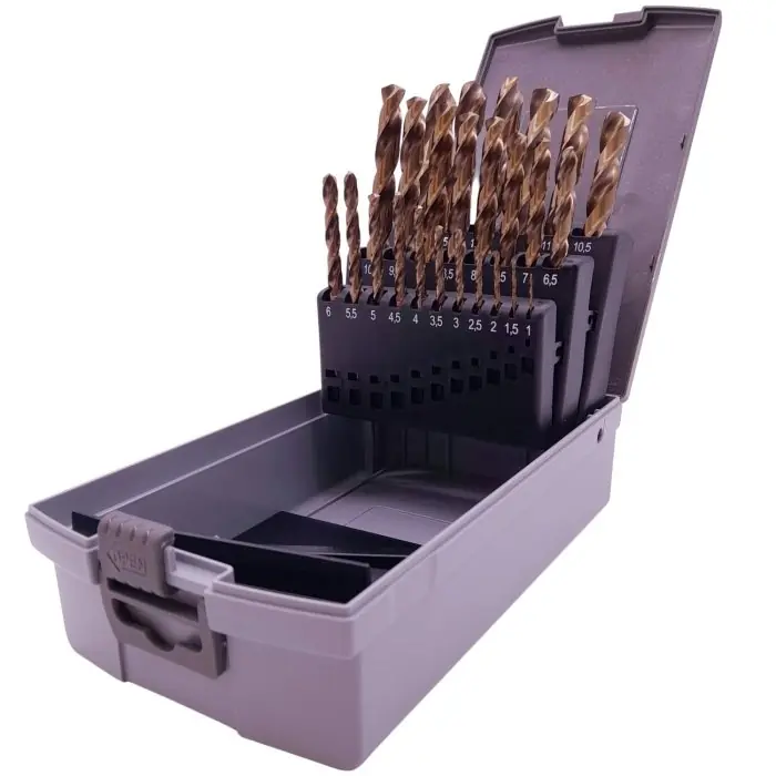 Serie 25 punte trapano hss al cobalto 5% (1-13 mm) Krino 01155302 r r r Alto potere tagliente e resistenti alle alte temperature di lavorazione. r Speciali per acciaio e materiali ferrosi molto duri e resistenti. r r r
Dimensioni contenute nel set r
1 - 1,5 - 2 - 2,5 - 3 - 3,5 - 4 - 4,5 - 5 - 5,5 - 6 - 6,5 - 7 - 7,5 - 8 - 8,5 - 9 - 9,5 - 10 - 10,5 - 11 - 11,5 - 12 - 12,5 - 13mm r
", "sku" "00477437", "brand" { "@type" "Thing", "name" "KRINO" }, "offers" { "@type" "Offer", "priceCurrency" "EUR", "price" "113.00", "itemCondition" "http //schema.org/NewCondition", "availability" "http //schema.org/InStock", "url" "https //www.toolshopitalia.it/shop/punte-hss/serie-25-punte-trapano-hss-al-cobalto-5-1-13-mm-krino-01155302", "seller" { "@type" "Organization", "name" "ToolShop Italia - Ferramenta Online" } }
} Laatste Versie