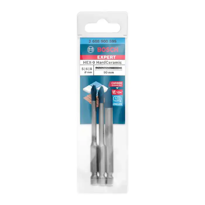 Bosch Set 3 Punte Expert HEX-9 HardCeramic per Tegole, Piastrelle, Ø 5-6-8 mm Aanbieding