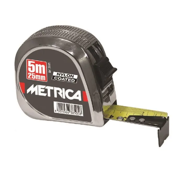 Gratis Retour Flessometro METRICA Nylon Coated r r r Cassa cromata in ABS resistente agli urti r Elevata resistenza alla flessione sino a 3,5 m in verticale r Nastro rivestito in nylon antiabrasione, antiacido e antiriflesso r Larghezza nastro 25 mm r Rientro automatico del nastro con ammortizzatore r Con clip r r
", "sku" "00418102", "brand" { "@type" "Thing", "name" "METRICA" }, "offers" { "@type" "Offer", "priceCurrency" "EUR", "price" "6.70", "itemCondition" "http //schema.org/NewCondition", "availability" "http //schema.org/InStock", "url" "https //www.toolshopitalia.it/shop/strumenti-di-misura/flessometro-metrica-nylon-coated-anti-abrasione-antiriflesso-5m-x-25mm", "seller" { "@type" "Organization", "name" "ToolShop Italia - Ferramenta Online" } }
}