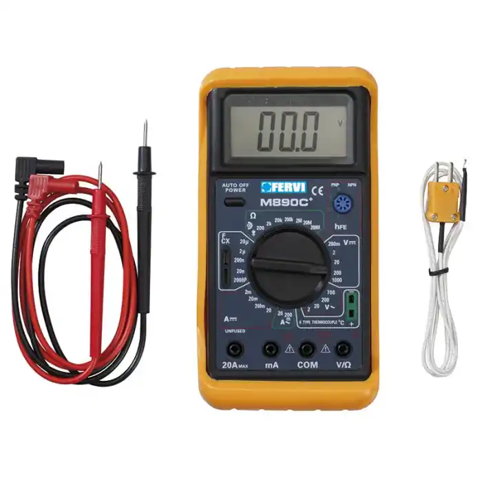 Laatste Versie Tester multimetro digitale FERVI T050 r r r CON SONDA PER MISURAZIONE TEMPERATURA, CONTINUITÀ SONORA E CONTROLLO DIODI. r r r
DATI TECNICI r r r DCV 200 mV ±0,5% r DCV 2 V - 20 V - 200 V ±0,8% r DCV 1000 V ±0,1% r ACV 2mV - 20 V - 200 V ±1,0% r ACV 750 V ±1,2% r DCA 2 mA - 20 mA ±1,8% r DCA 200 mA ±2,0% r DCA 20 A ±2,0% r ACA 200 mA ±2,0% r ACA 20 A ±3,0% r RES 200 Ω ±1,0% r RES 2KΩ - 20KΩ - 200KΩ - 2MΩ ±1,0% r RES 20 MΩ ± 1.0% r RES 200 MΩ ±5.0% r CAP 2000 pF - 20 nF - 200 nF - 2 µF - 20 µF ±4% r Temperatura -40 °C ÷ 400 °C ±1,0% r Temperatura 400 °C ÷ 1000 °C ±1,5% r Batteria 9 V r Tipo batteria Pila alcalina r Caratteristiche batteria 9 V r Peso batteria (Kg) 0,036 r Peso lordo 0,45 kg r Codice EAN8012667164515 r r
", "sku" "09784802", "brand" { "@type" "Thing", "name" "FERVI" }, "offers" { "@type" "Offer", "priceCurrency" "EUR", "price" "40.45", "itemCondition" "http //schema.org/NewCondition", "availability" "http //schema.org/InStock", "url" "https //www.toolshopitalia.it/shop/strumenti-di-misura/tester-multimetro-digitale-fervi-t050", "seller" { "@type" "Organization", "name" "ToolShop Italia - Ferramenta Online" } }
}