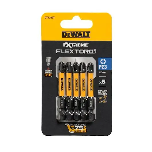 Dagaanbieding Dewalt DT7392T-QZ Set di 5 inserti avvitare Extreme Flex Torq Pozidrive 3
