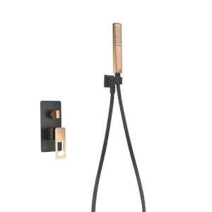 Set doccia da incasso Svezia in oro rosa nero. Imex Voordeelprijs