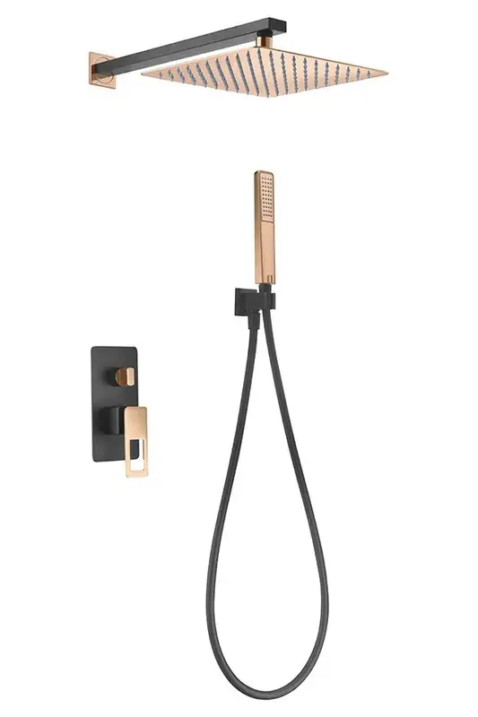 Set doccia da incasso Svezia in oro rosa nero. Imex Voordeelprijs