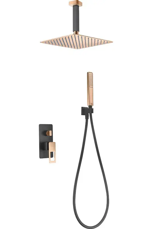 Set doccia da incasso Stockholm in oro rosa nero. Imex Merkproduct