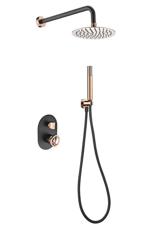 Direct Verzonden Set doccia incasso Olimpo nero-oro rosa. Imex