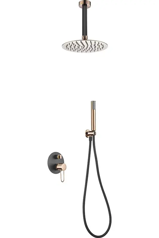 Set doccia da incasso Talos nero-oro rosa. Imex Actieprijs