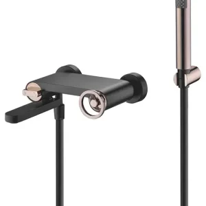 Rubinetto per doccia da bagno Olimpo in oro rosa nero. Imex Flitsaanbieding