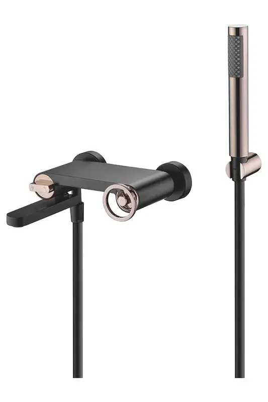 Rubinetto per doccia da bagno Olimpo in oro rosa nero. Imex Flitsaanbieding