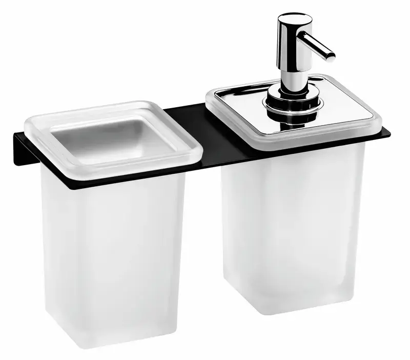 Portabicchieri + dispenser da parete in plesso nero PL-NG-89 Exclusieve Aanbieding