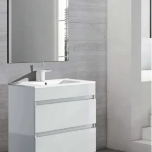 Bestel Nu Mobile con gambe e lavello Box 80 bianco lucido 2 cassetti Visobath