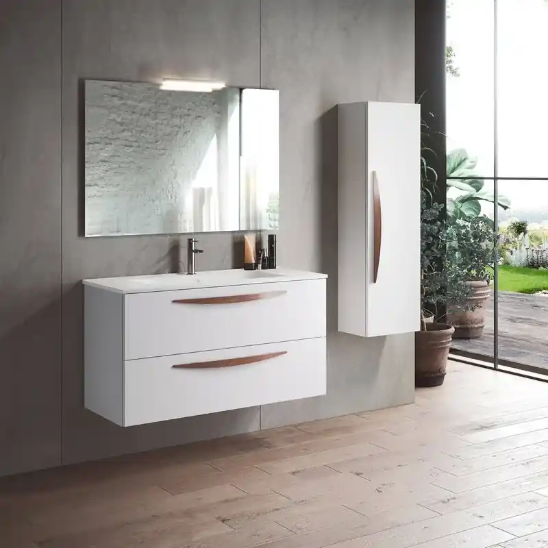 Visobath sospeso bianco opaco e lavabo Arco 80 a 2 cassetti Dagaanbieding