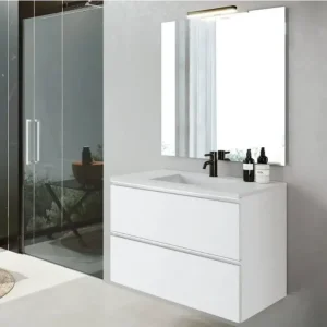 Mobile e lavello Granada 80 bianco ada maniglia bianca 2 cassetti sospesi Lage Kosten