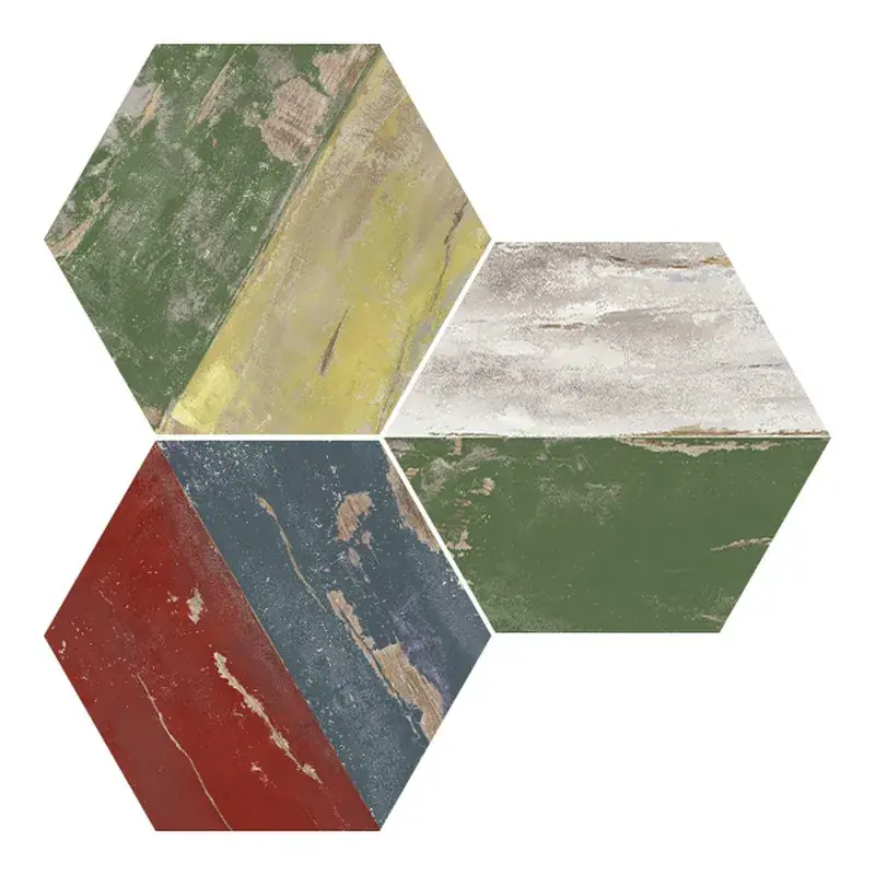 Weekendaanbieding Scatola Esagonale Porcellana Rettificata 25x29 Multicolor Karakter 17 Pezzi 0,93m2 Apavisa